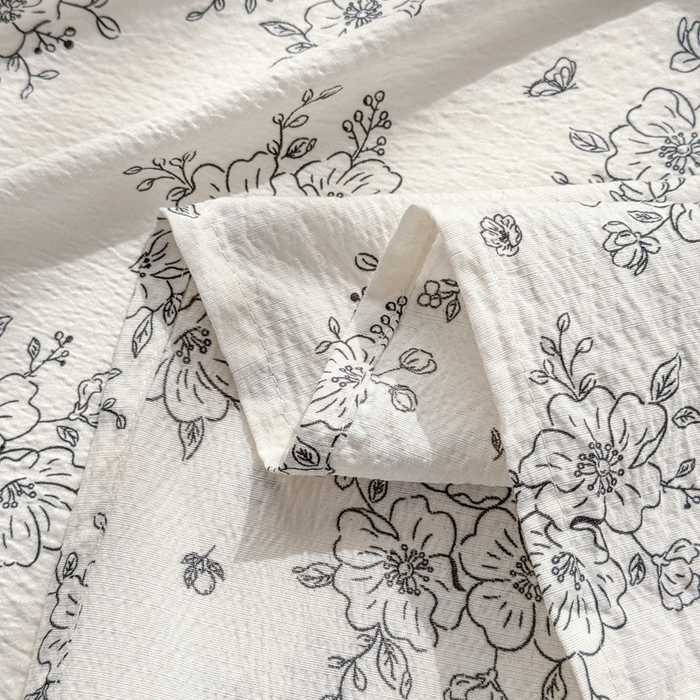 91家纺网 家纺一手货源 找家纺 丝芙妮家居 2026新款皱皱棉双层纱泡芙棉床单单床单 素描花海