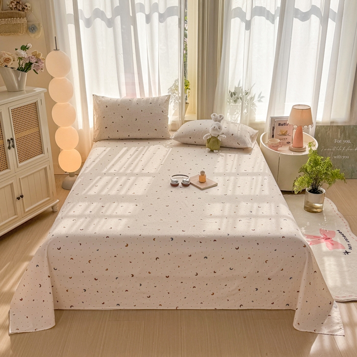 91家纺网 家纺一手货源 找家纺 丝芙妮家居 2026新款皱皱棉双层纱泡芙棉床单单床单 星月点点