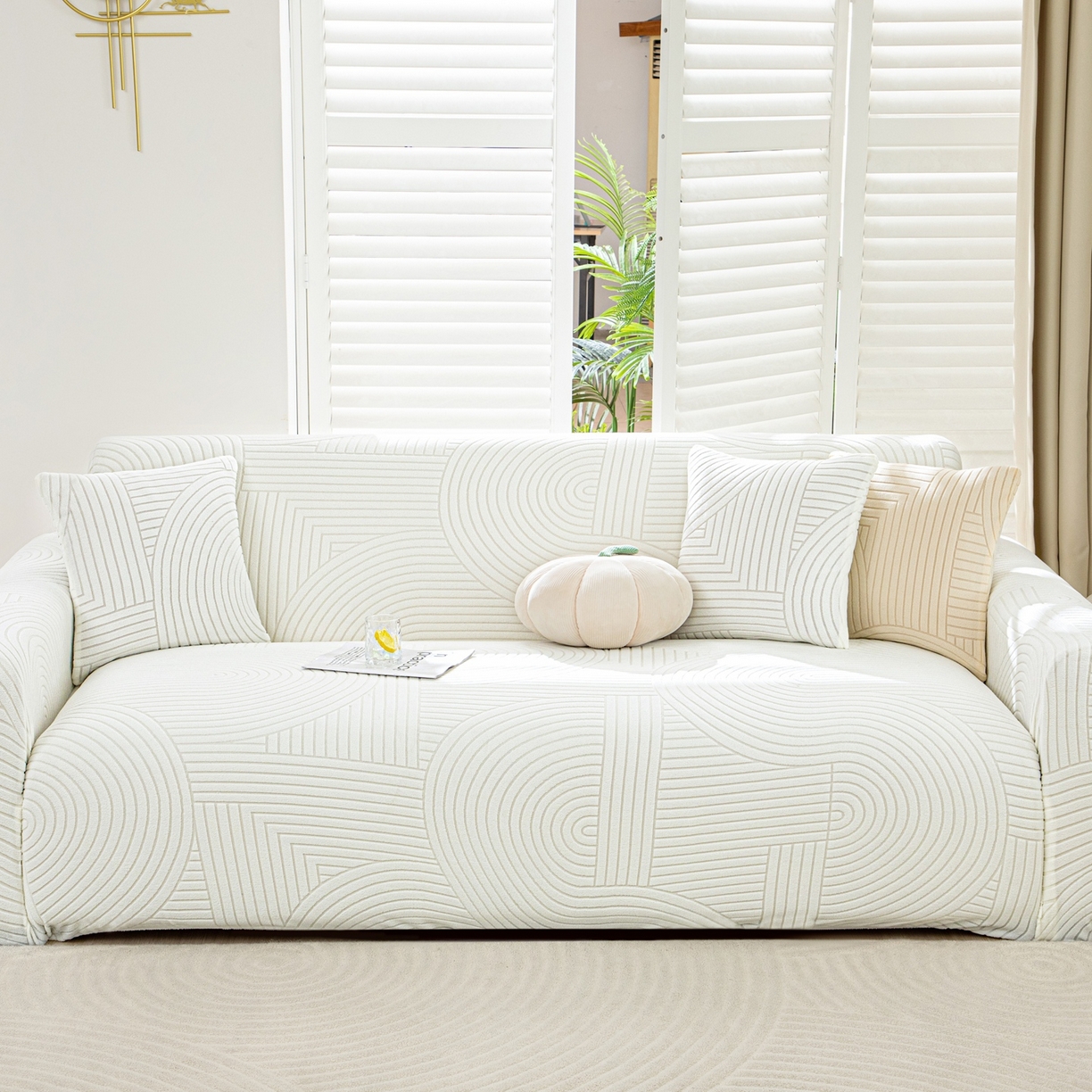 91家纺网 家纺一手货源 找家纺 沐沐家纺 2026新款外贸内销跨境电商瑞士卷沙发套 白色