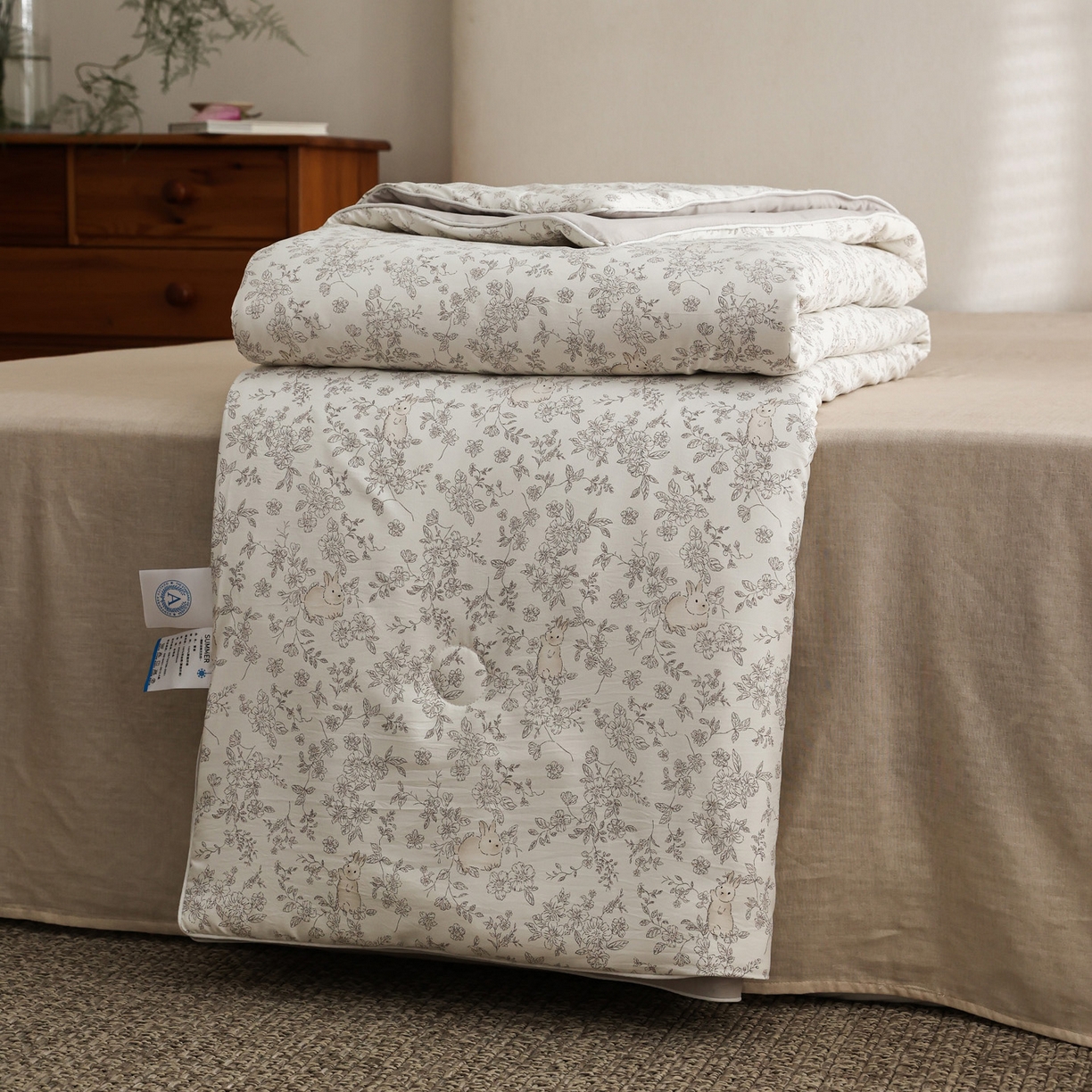 91家纺网 家纺一手货源 找家纺 万盛家纺 2026新款速干印花夏被空调被夏凉被 小兔乖乖