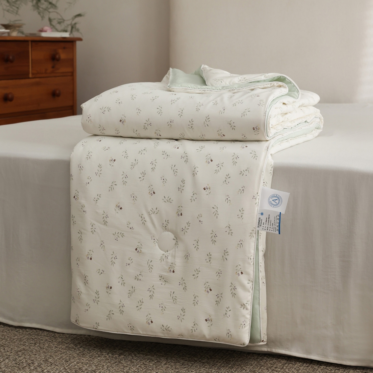 91家纺网 家纺一手货源 找家纺 万盛家纺 2026新款速干印花夏被空调被夏凉被 抹绿