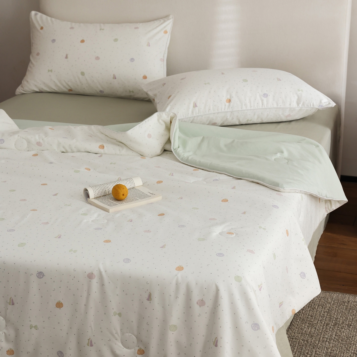 91家纺网 家纺一手货源 找家纺 万盛家纺 2026新款速干印花夏被空调被夏凉被 甜蜜南瓜