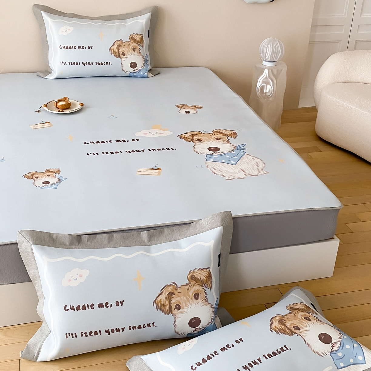 91家纺网 家纺一手货源 找家纺 （总）三味舒屋 2026新款软萌时光系列卡通A类抗菌防螨凉感印花冰丝凉席（床笠款）