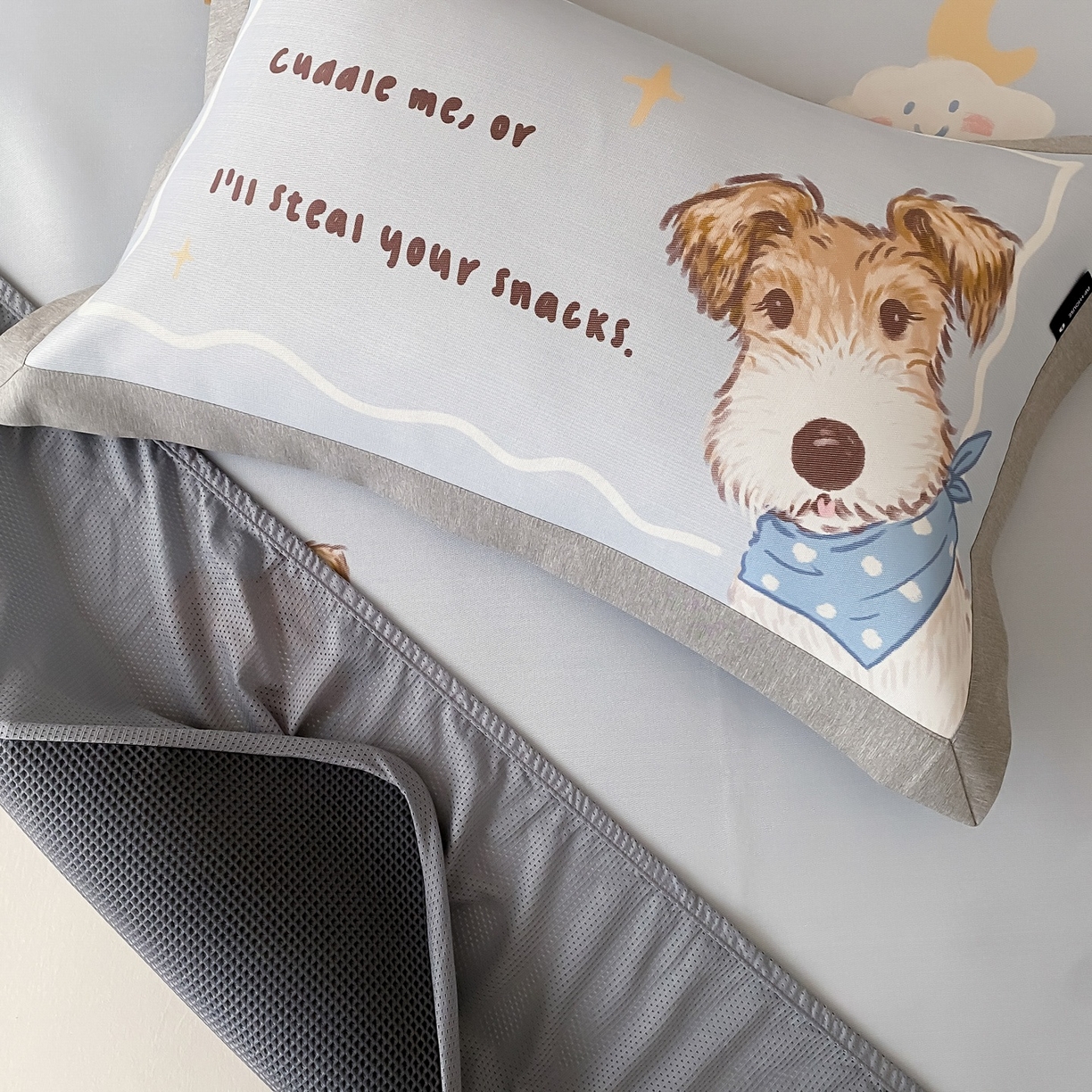 91家纺网 家纺一手货源 找家纺 三味舒屋 2026新款软萌时光系列卡通A类抗菌防螨凉感印花冰丝凉席（床笠款） 蓝领杰克