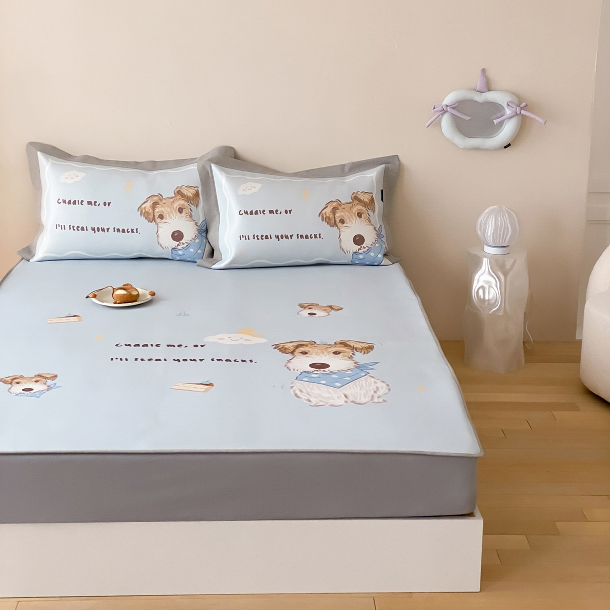 91家纺网 家纺一手货源 找家纺 三味舒屋 2026新款软萌时光系列卡通A类抗菌防螨凉感印花冰丝凉席（床笠款） 蓝领杰克