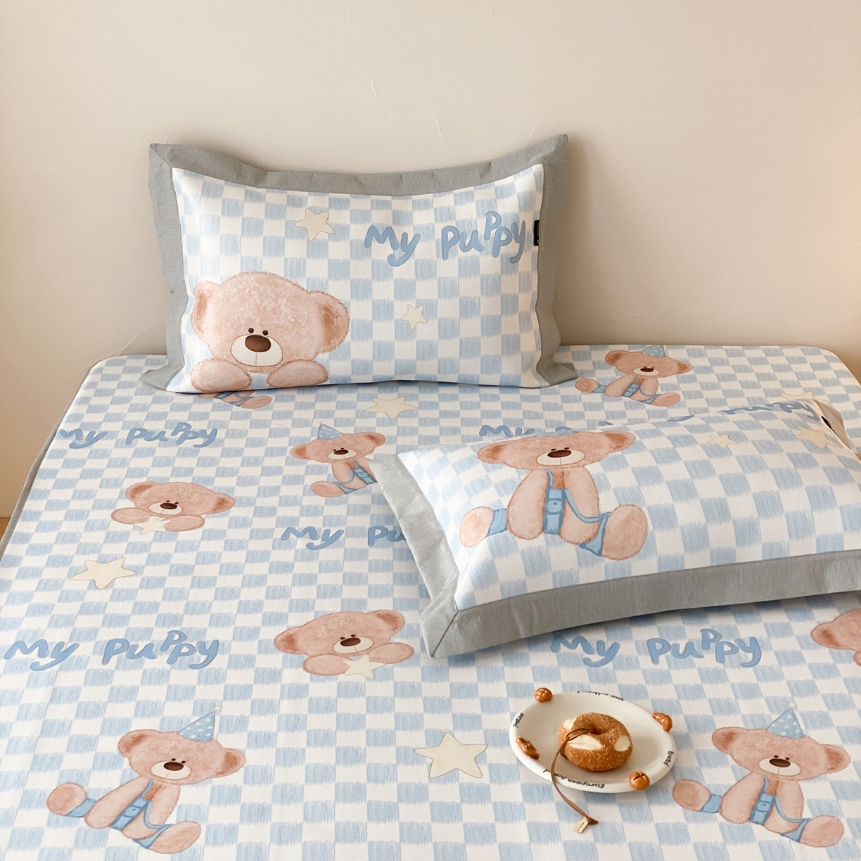 91家纺网 家纺一手货源 找家纺 三味舒屋 2026新款软萌时光系列卡通A类抗菌防螨凉感印花冰丝凉席（床笠款） 星语贝比