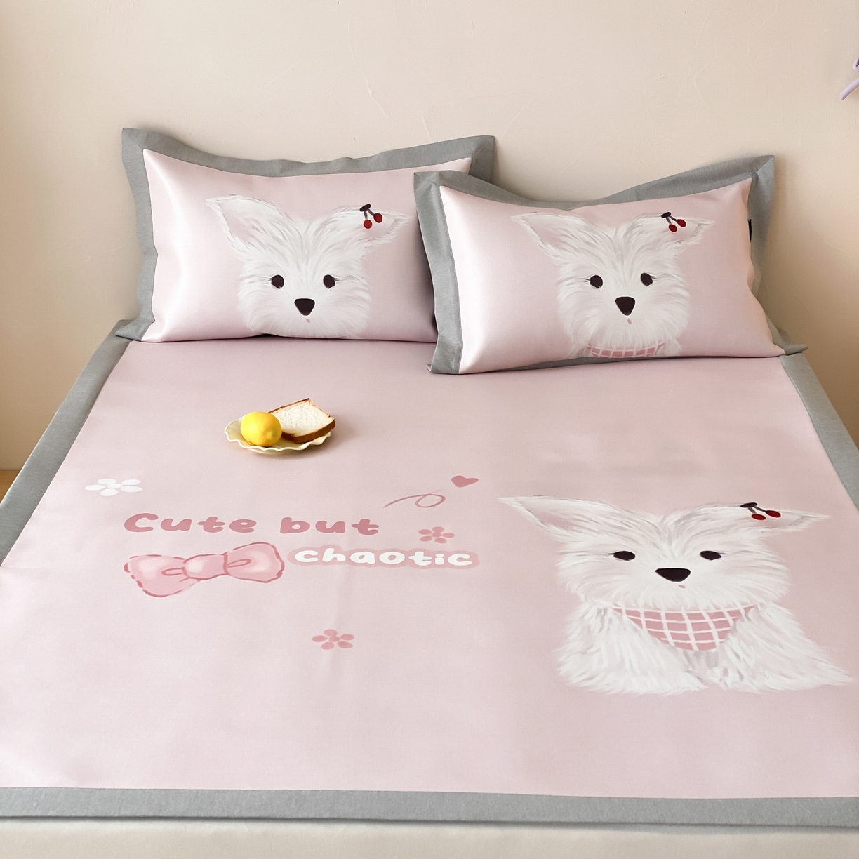 三味舒屋 2026新款软萌时光系列卡通A类抗菌防螨凉感印花冰丝凉席 樱桃小白