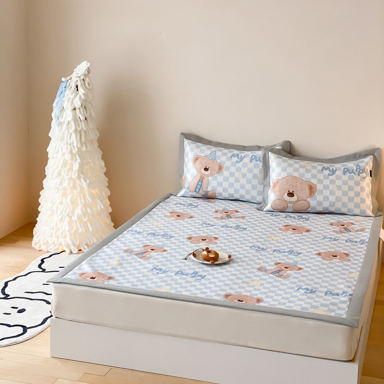 91家纺网 家纺一手货源 找家纺 三味舒屋 2026新款软萌时光系列卡通A类抗菌防螨凉感印花冰丝凉席 星语贝比