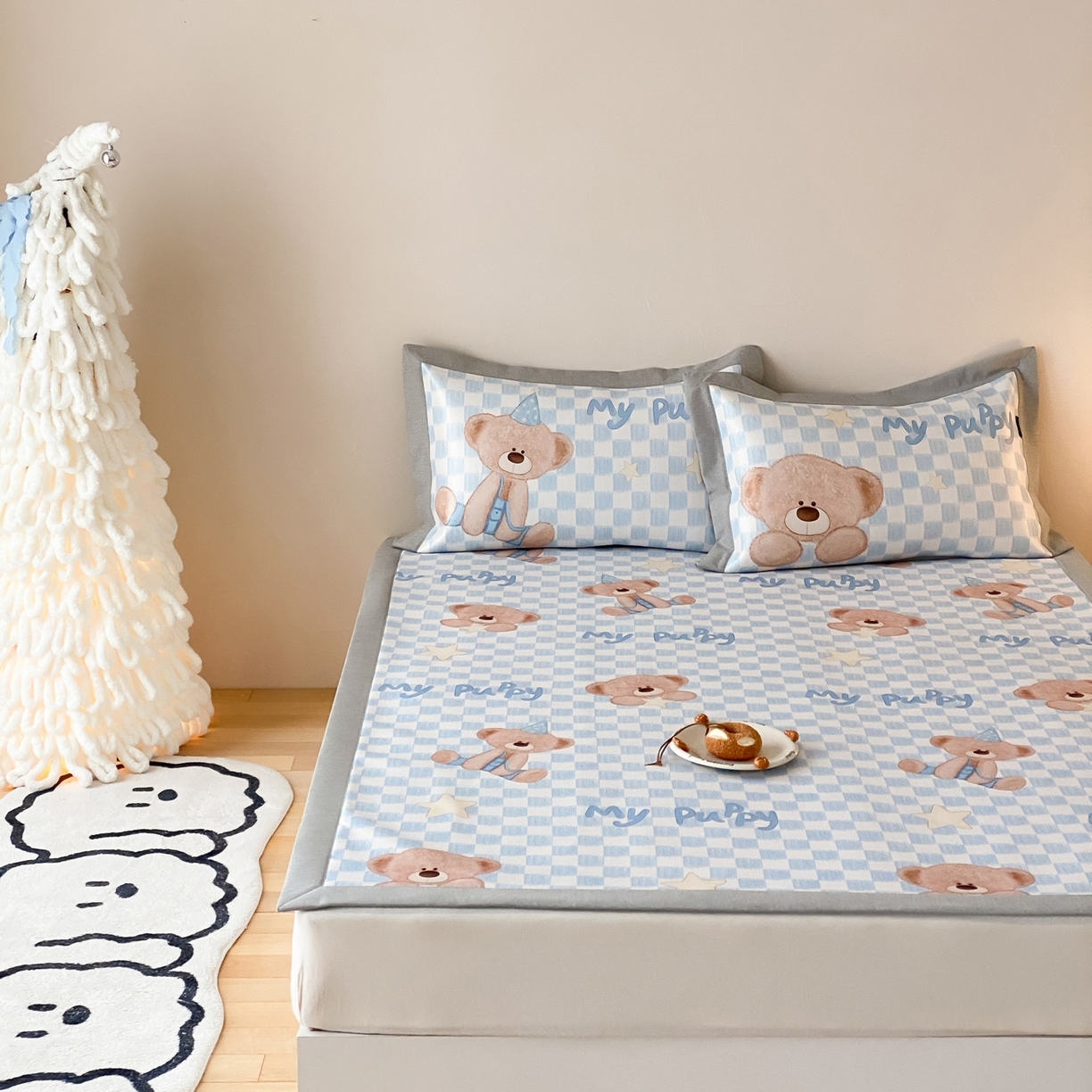 91家纺网 家纺一手货源 找家纺 三味舒屋 2026新款软萌时光系列卡通A类抗菌防螨凉感印花冰丝凉席 星语贝比