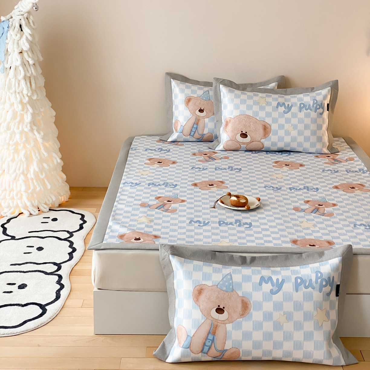 91家纺网 家纺一手货源 找家纺 三味舒屋 2026新款软萌时光系列卡通A类抗菌防螨凉感印花冰丝凉席 星语贝比