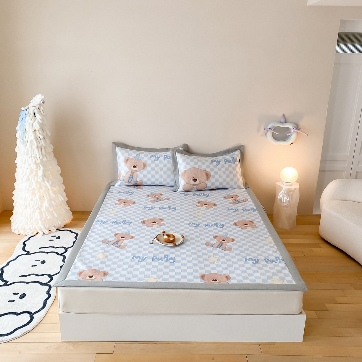 91家纺网 家纺一手货源 找家纺 三味舒屋 2026新款软萌时光系列卡通A类抗菌防螨凉感印花冰丝凉席 星语贝比