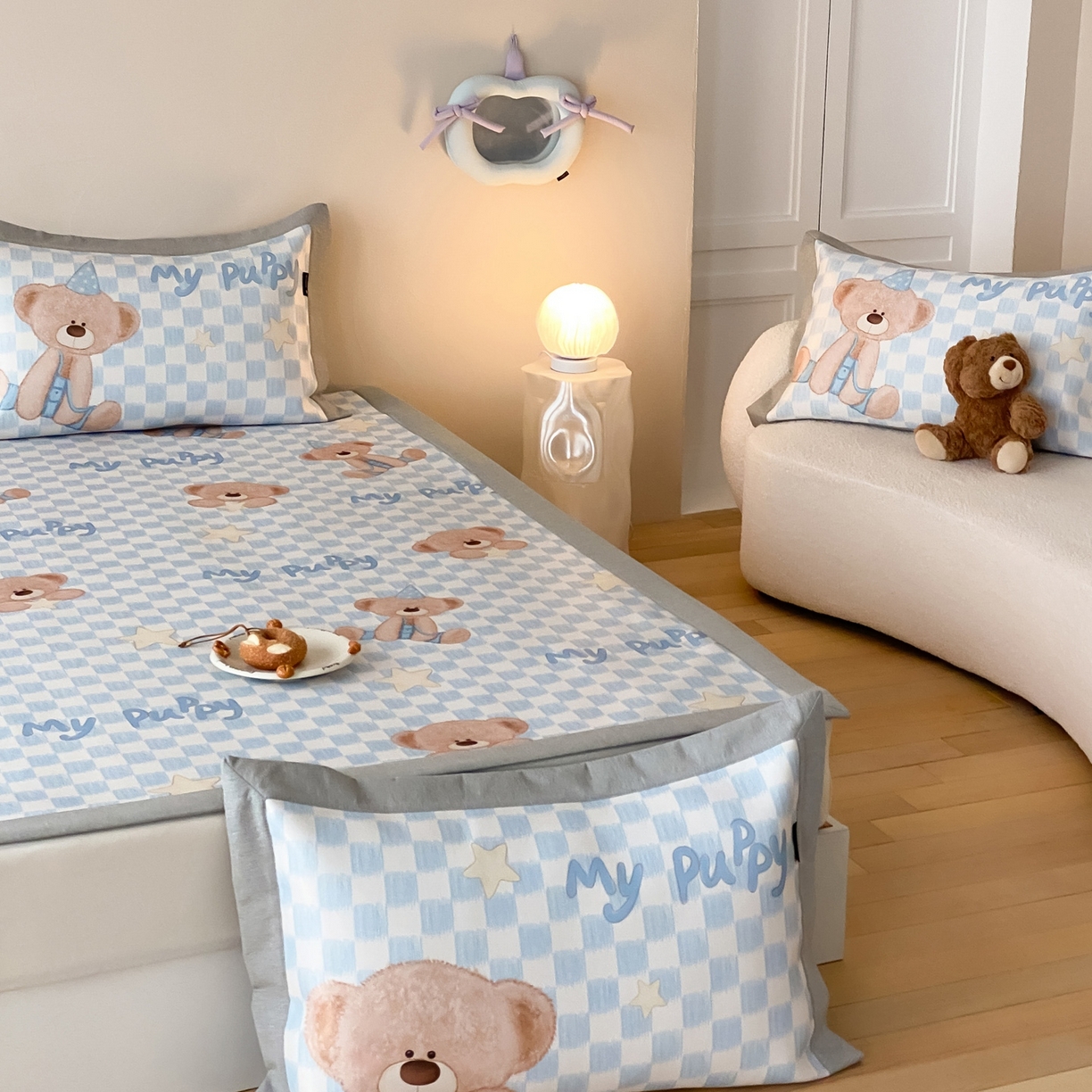 91家纺网 家纺一手货源 找家纺 三味舒屋 2026新款软萌时光系列卡通A类抗菌防螨凉感印花冰丝凉席 星语贝比