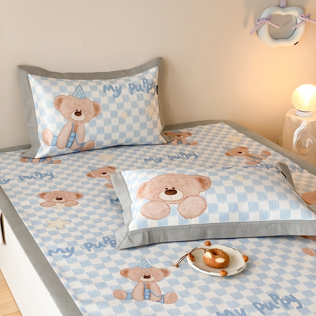 91家纺网 家纺一手货源 找家纺 三味舒屋 2026新款软萌时光系列卡通A类抗菌防螨凉感印花冰丝凉席 星语贝比