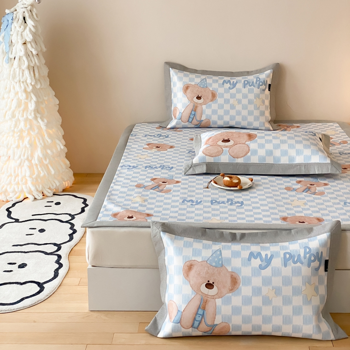 91家纺网 家纺一手货源 找家纺 三味舒屋 2026新款软萌时光系列卡通A类抗菌防螨凉感印花冰丝凉席 星语贝比