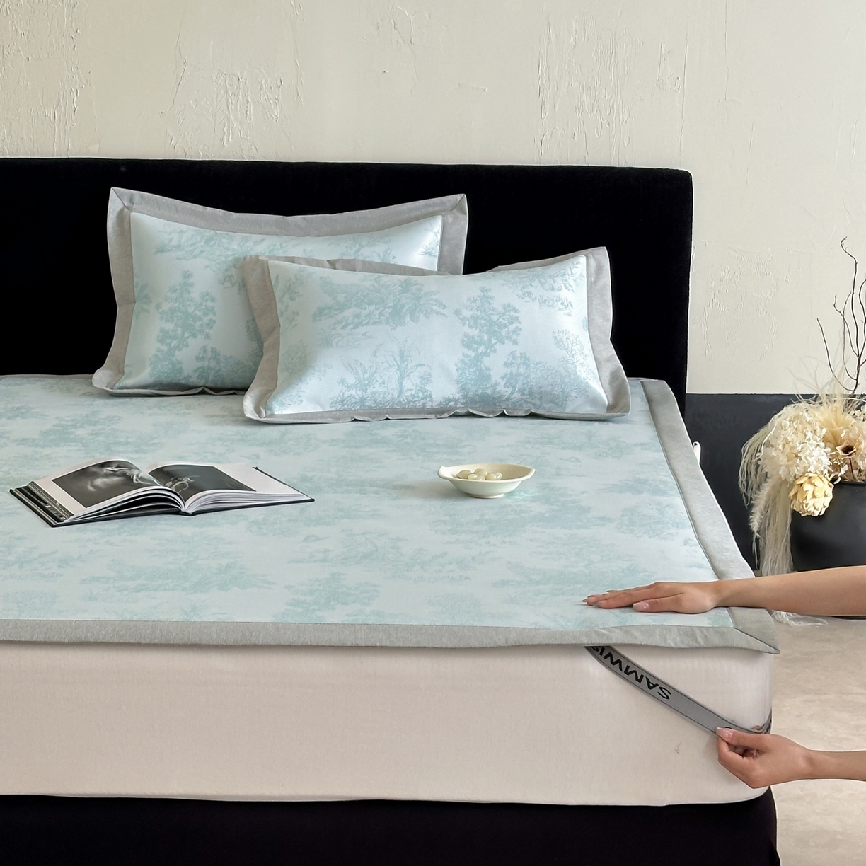 91家纺网 家纺一手货源 找家纺 （总）三味舒屋 2026新款A类抗菌防螨凉感提花冰丝凉席