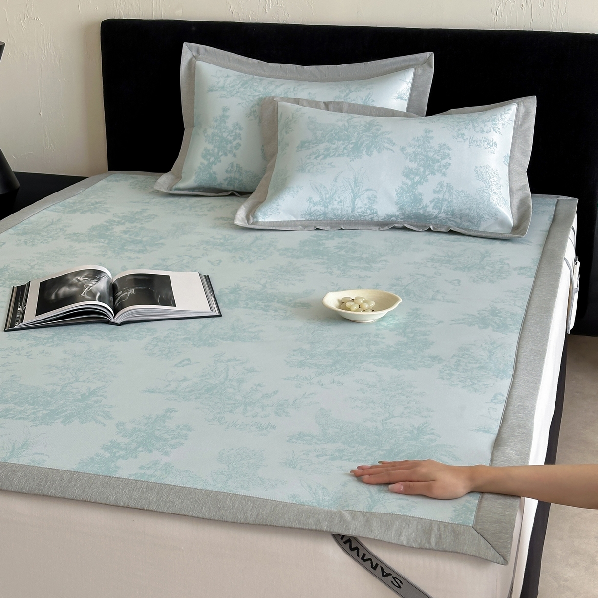 91家纺网 家纺一手货源 找家纺 （总）三味舒屋 2026新款A类抗菌防螨凉感提花冰丝凉席（床笠款）