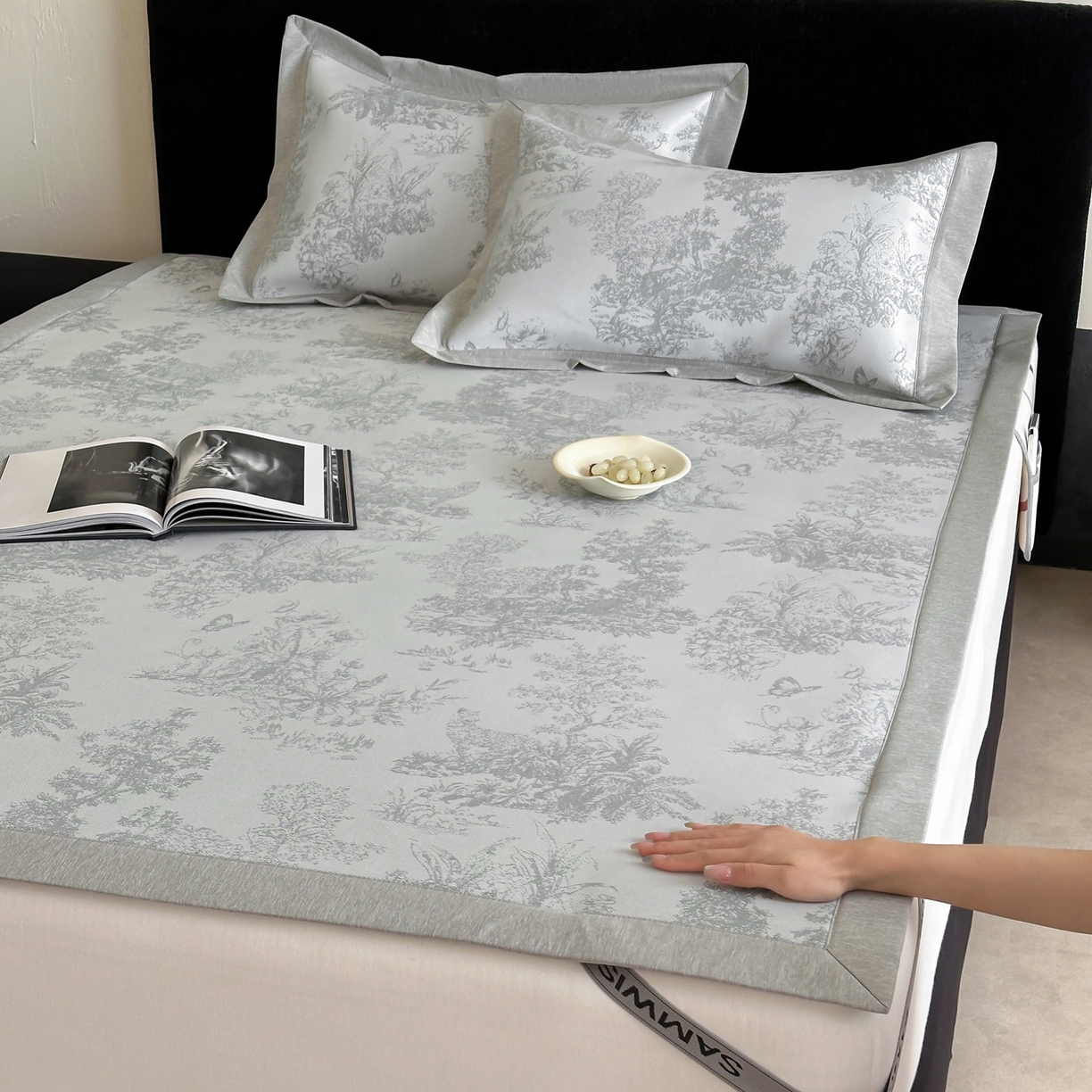 91家纺网 家纺一手货源 找家纺 （总）三味舒屋 2026新款A类抗菌防螨凉感提花冰丝凉席