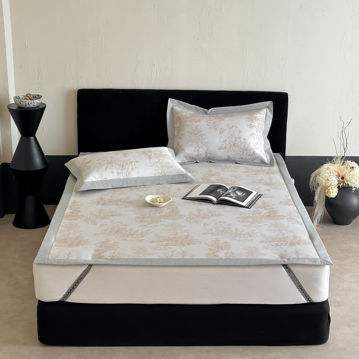 91家纺网 家纺一手货源 找家纺 三味舒屋 2026新款A类抗菌防螨凉感提花冰丝凉席 西雅图咖