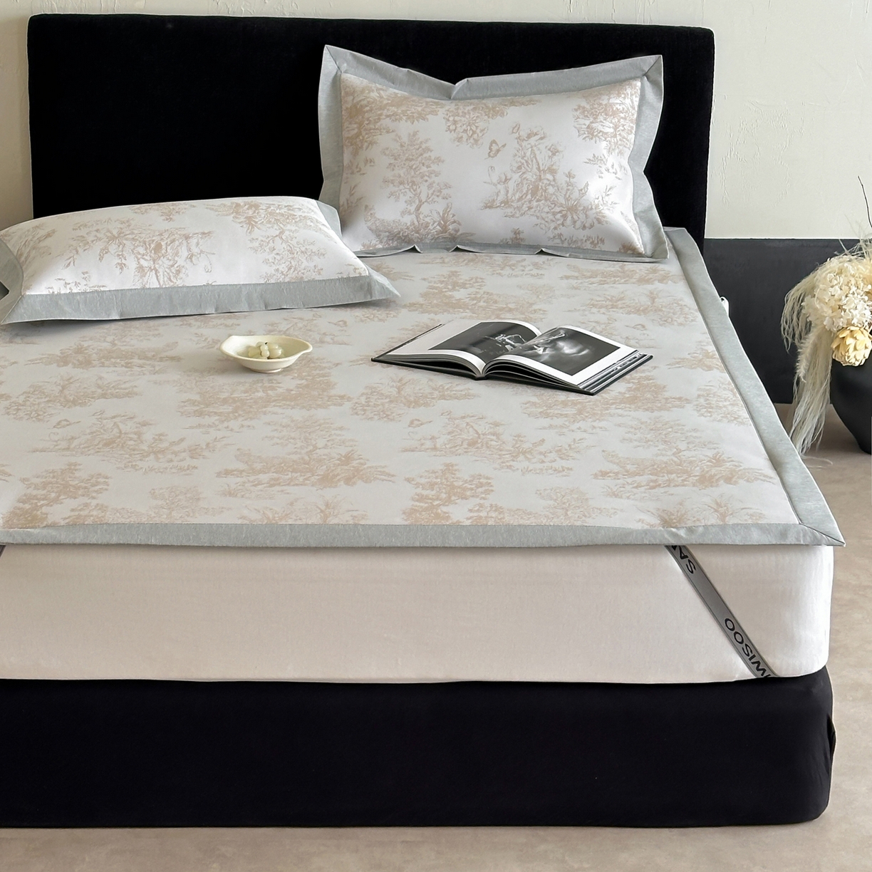 91家纺网 家纺一手货源 找家纺 三味舒屋 2026新款A类抗菌防螨凉感提花冰丝凉席 西雅图咖