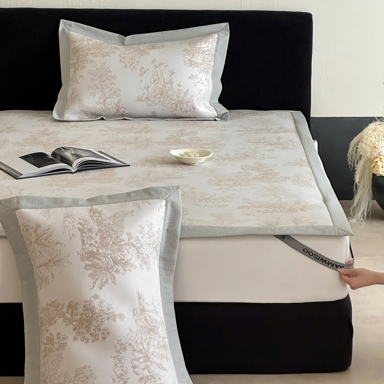 91家纺网 家纺一手货源 找家纺 三味舒屋 2026新款A类抗菌防螨凉感提花冰丝凉席 西雅图咖