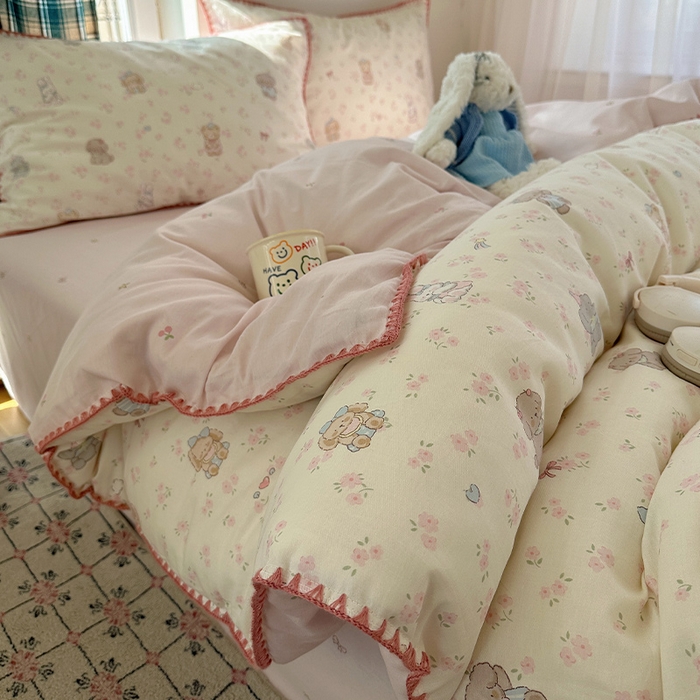 91家纺网 家纺一手货源 找家纺 （总）瑞莱 （持续上新）2026新款全棉纯棉印花贝壳边四件套