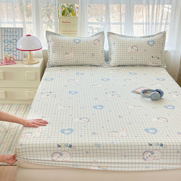 91家纺网 家纺一手货源 找家纺 （总）好亿来家纺 2026新款全棉纯棉印花小清新床笠单件床笠单品单床笠