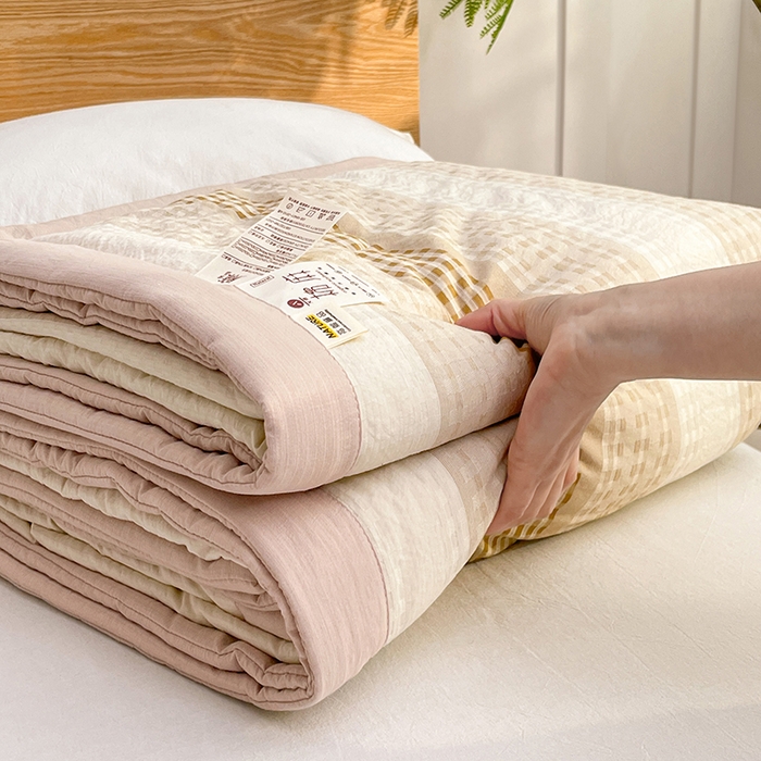 91家纺网 家纺一手货源 找家纺 VIP被业 2026新款雅织提花亚麻夏被夏凉被空调被 桃棕织序