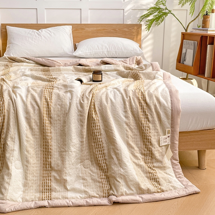 91家纺网 家纺一手货源 找家纺 VIP被业 2026新款雅织提花亚麻夏被夏凉被空调被 桃棕织序