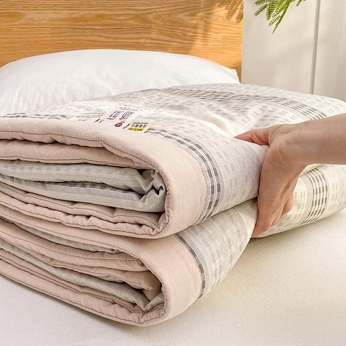 91家纺网 家纺一手货源 找家纺 VIP被业 2026新款雅织提花亚麻夏被夏凉被空调被 灰栗静格