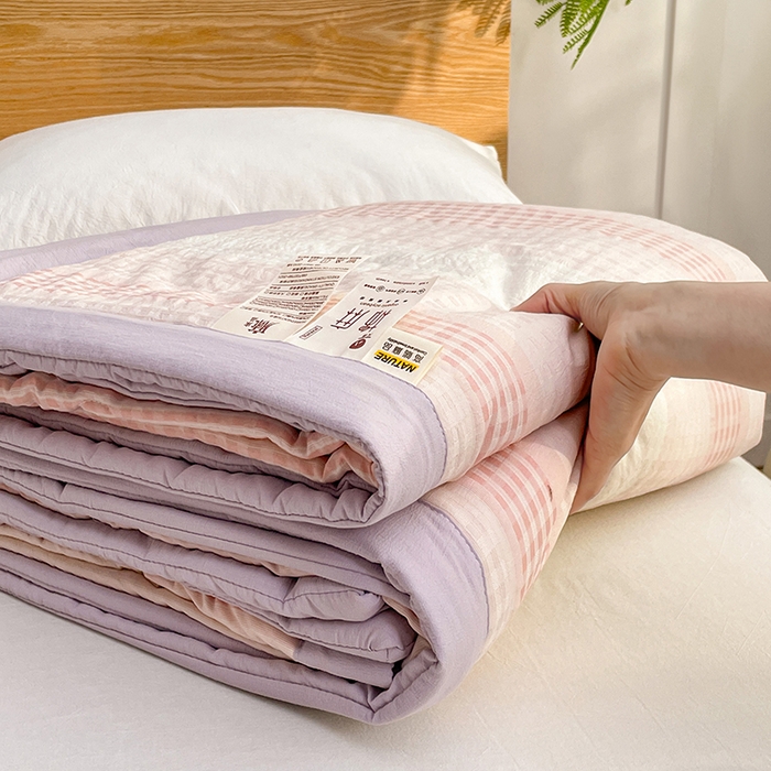 91家纺网 家纺一手货源 找家纺 VIP被业 2026新款雅织提花亚麻夏被夏凉被空调被 紫樱织梦