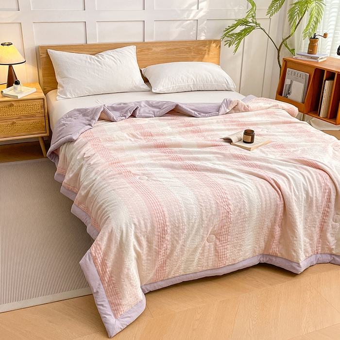 91家纺网 家纺一手货源 找家纺 VIP被业 2026新款雅织提花亚麻夏被夏凉被空调被 紫樱织梦