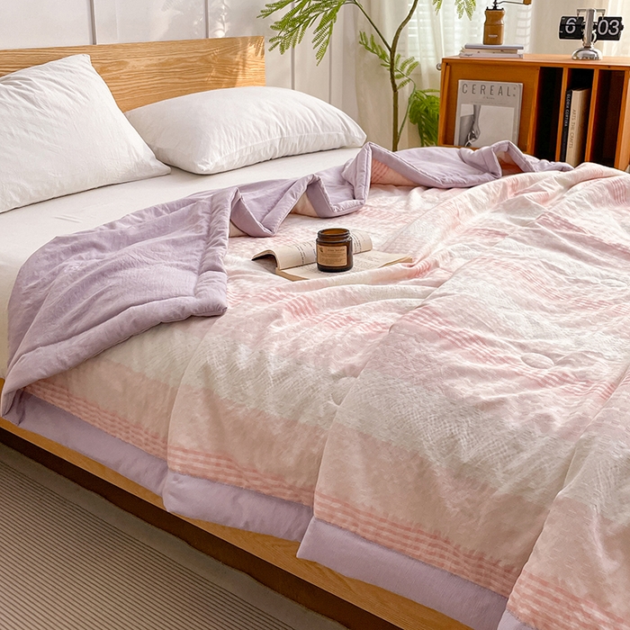 91家纺网 家纺一手货源 找家纺 VIP被业 2026新款雅织提花亚麻夏被夏凉被空调被 紫樱织梦