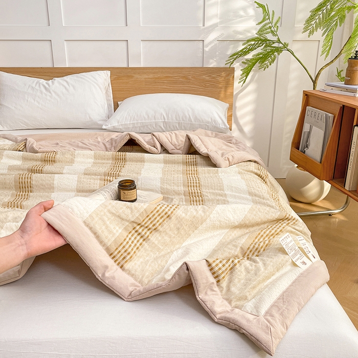 91家纺网 家纺一手货源 找家纺 VIP被业 2026新款雅织提花亚麻夏被夏凉被空调被 桃棕织序