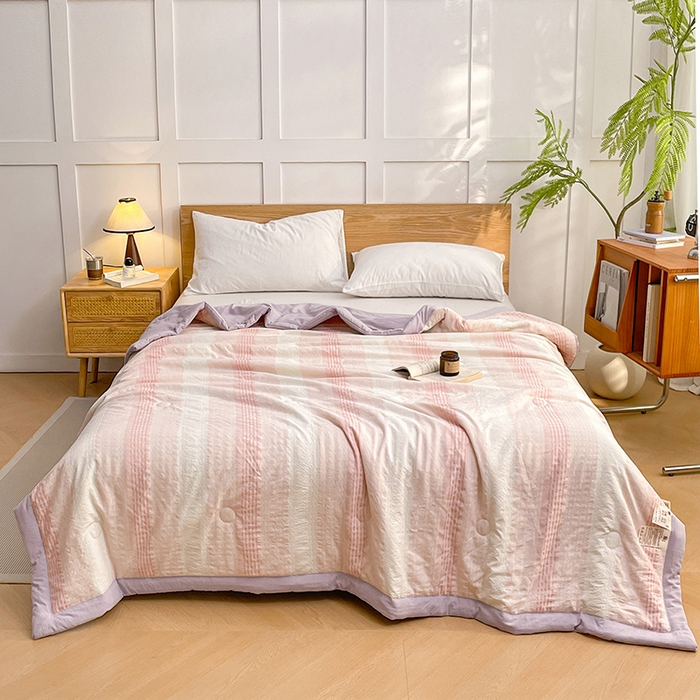 91家纺网 家纺一手货源 找家纺 VIP被业 2026新款雅织提花亚麻夏被夏凉被空调被 紫樱织梦