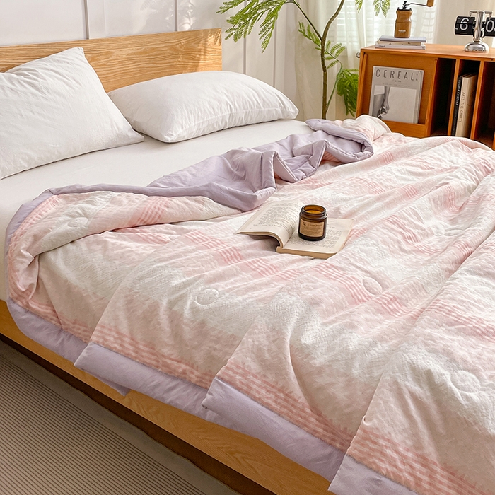 91家纺网 家纺一手货源 找家纺 VIP被业 2026新款雅织提花亚麻夏被夏凉被空调被 紫樱织梦