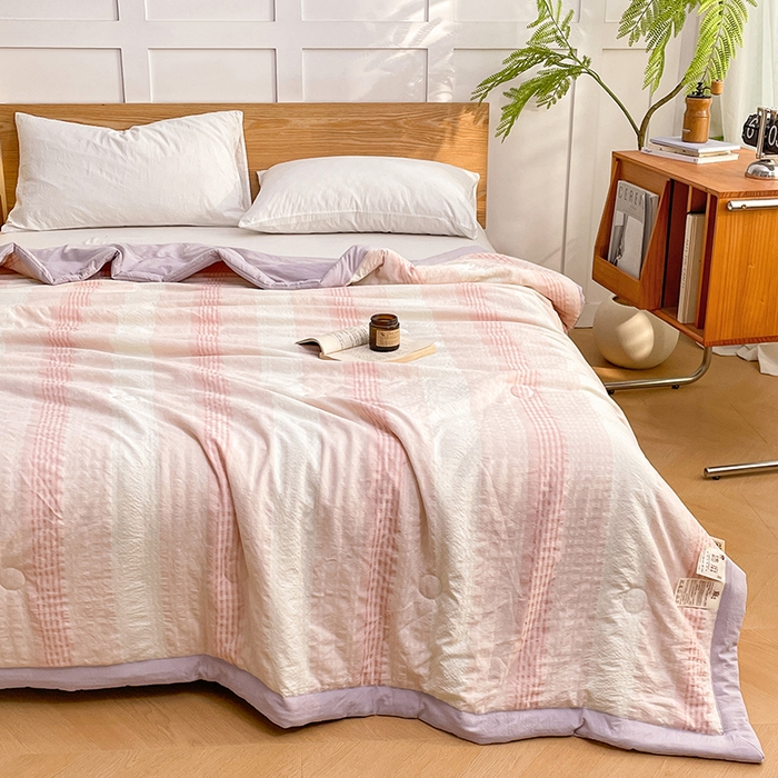 91家纺网 家纺一手货源 找家纺 VIP被业 2026新款雅织提花亚麻夏被夏凉被空调被 紫樱织梦