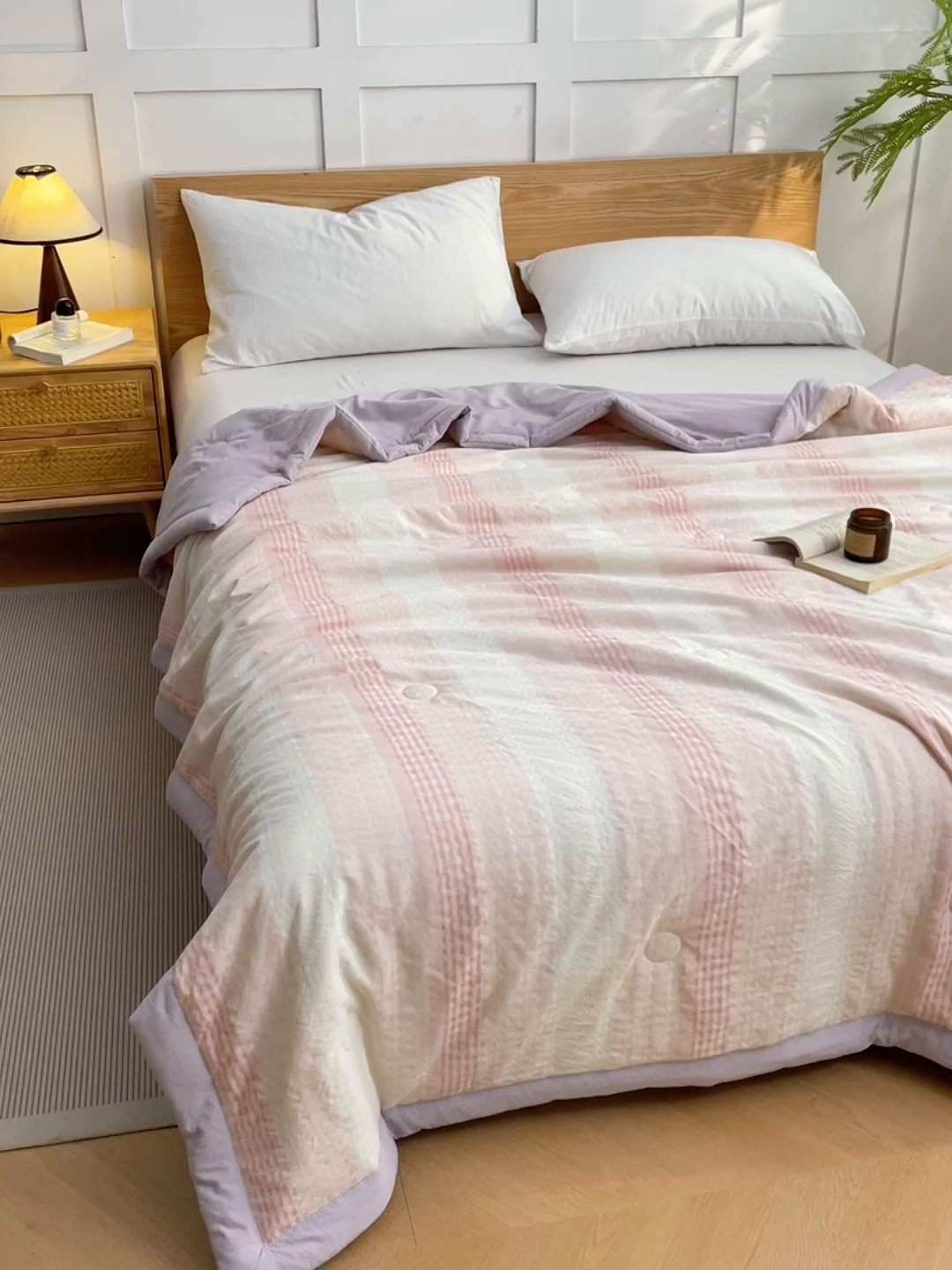 91家纺网 家纺一手货源 找家纺 VIP被业 2026新款雅织提花亚麻夏被夏凉被空调被 紫樱织梦