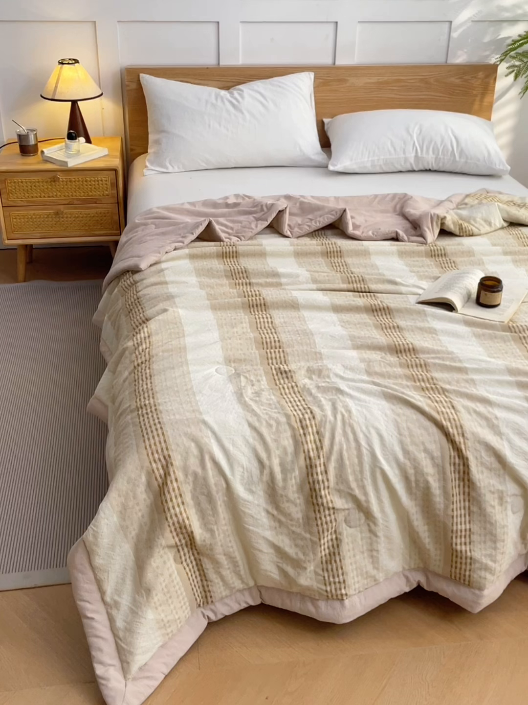 91家纺网 家纺一手货源 找家纺 VIP被业 2026新款雅织提花亚麻夏被夏凉被空调被 桃棕织序