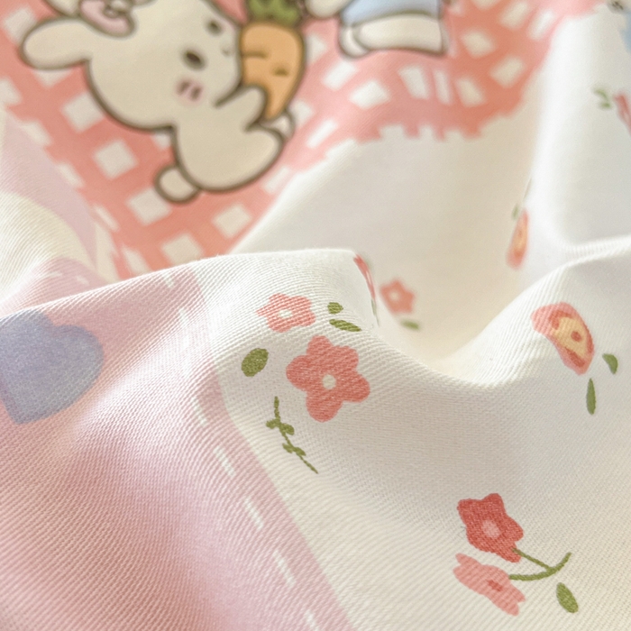 91家纺网 家纺一手货源 找家纺 好亿来家纺 2026新款全棉纯棉印花小清新床笠单件床笠单品单床笠 花点小兔