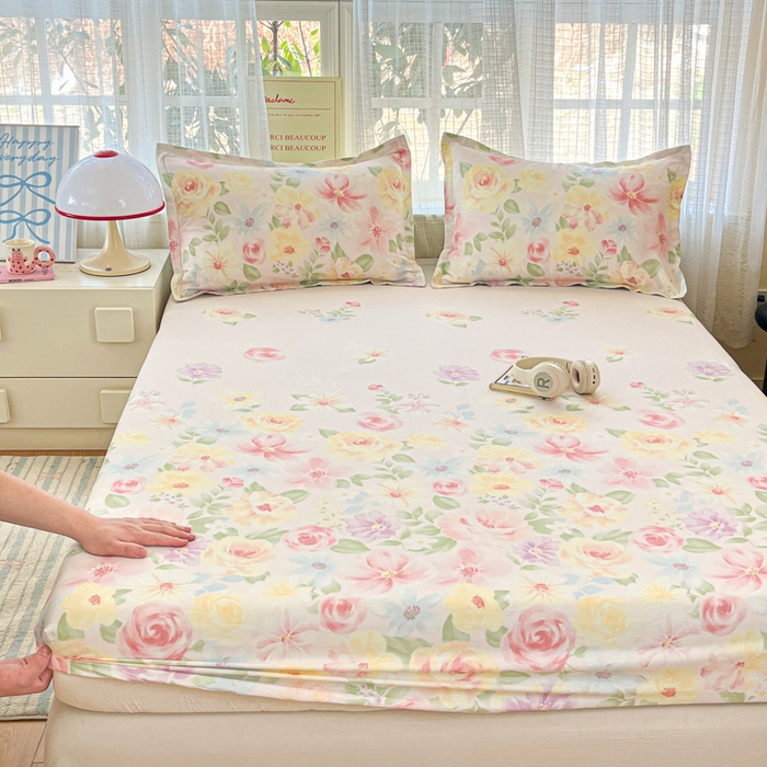 好亿来家纺 2026新款全棉纯棉印花小清新床笠单件床笠单品单床笠 花木佳期