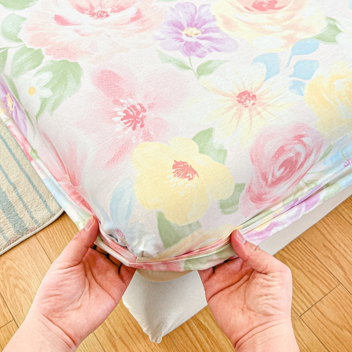 91家纺网 家纺一手货源 找家纺 好亿来家纺 2026新款全棉纯棉印花小清新床笠单件床笠单品单床笠 花木佳期