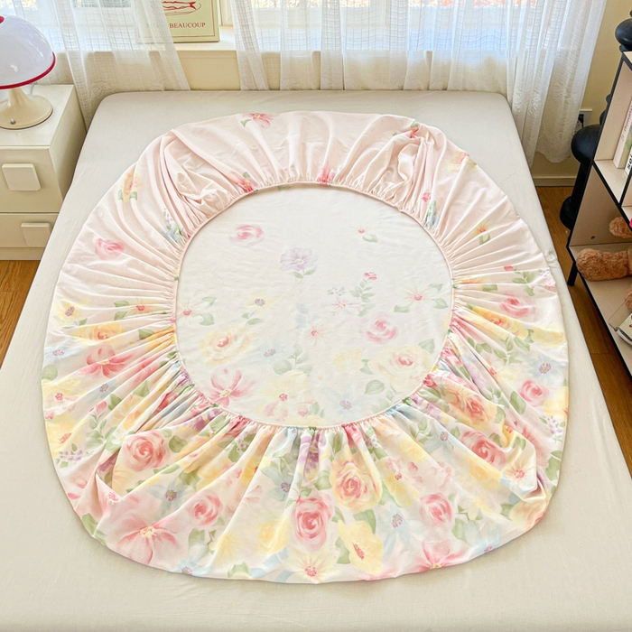 91家纺网 家纺一手货源 找家纺 好亿来家纺 2026新款全棉纯棉印花小清新床笠单件床笠单品单床笠 花木佳期