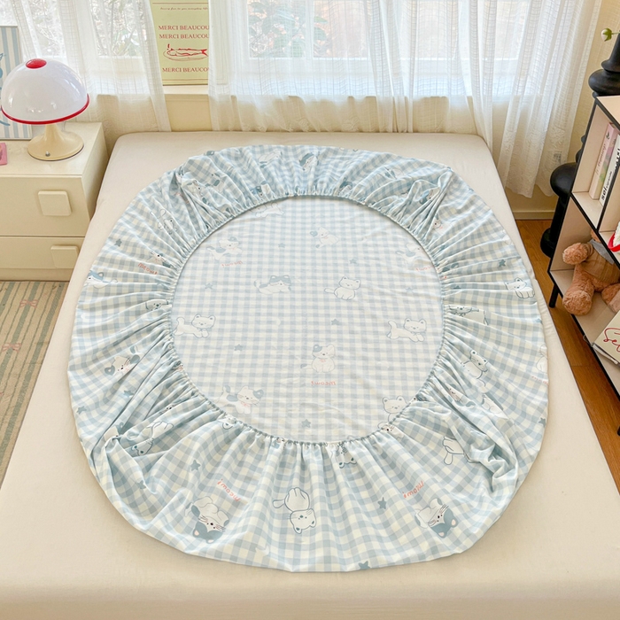 91家纺网 家纺一手货源 找家纺 好亿来家纺 2026新款全棉纯棉印花小清新床笠单件床笠单品单床笠 快乐猫咪