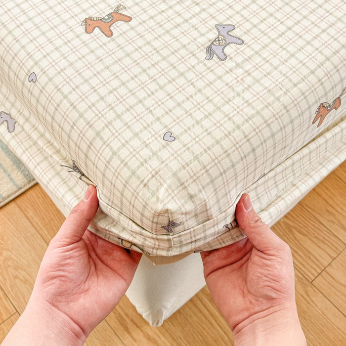 91家纺网 家纺一手货源 找家纺 好亿来家纺 2026新款全棉纯棉印花小清新床笠单件床笠单品单床笠 马到成功