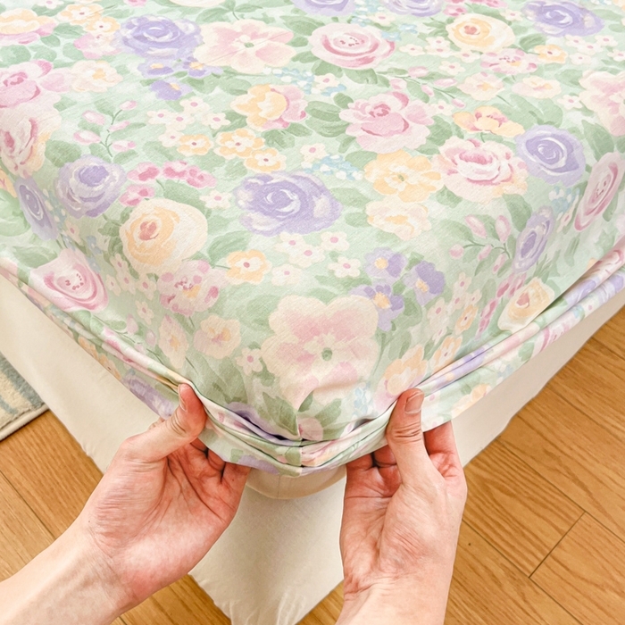 91家纺网 家纺一手货源 找家纺 好亿来家纺 2026新款全棉纯棉印花小清新床笠单件床笠单品单床笠 梦幻花楹