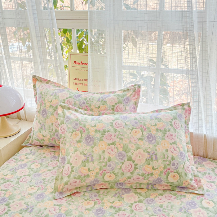 91家纺网 家纺一手货源 找家纺 好亿来家纺 2026新款全棉纯棉印花小清新床笠单件床笠单品单床笠 梦幻花楹