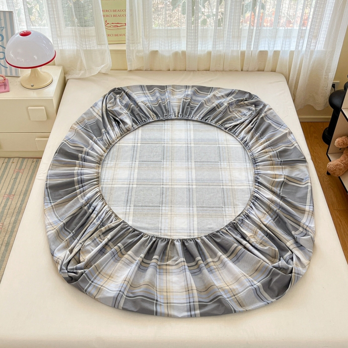 91家纺网 家纺一手货源 找家纺 好亿来家纺 2026新款全棉纯棉印花小清新床笠单件床笠单品单床笠 趣味格-灰