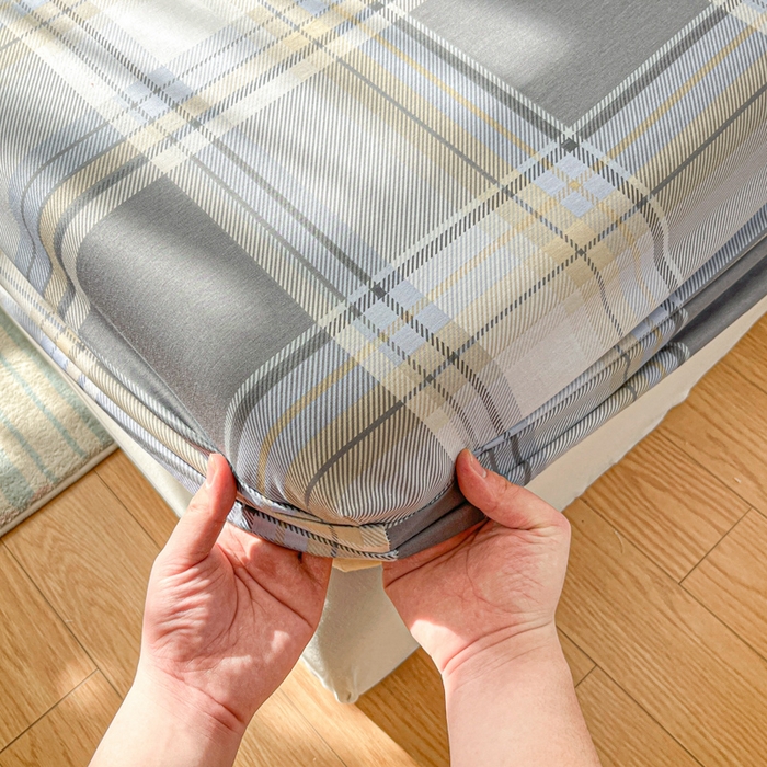 91家纺网 家纺一手货源 找家纺 好亿来家纺 2026新款全棉纯棉印花小清新床笠单件床笠单品单床笠 趣味格-灰