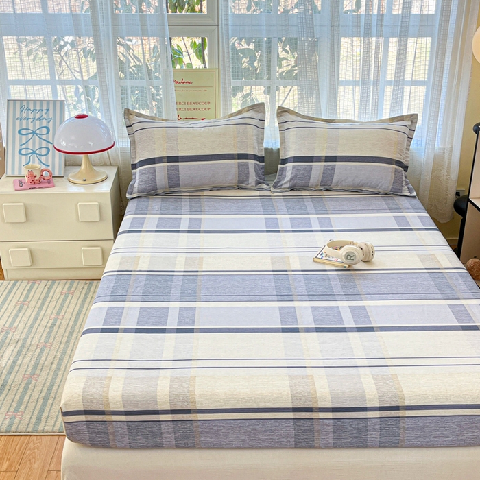 91家纺网 家纺一手货源 找家纺 好亿来家纺 2026新款全棉纯棉印花小清新床笠单件床笠单品单床笠 塞纳风情