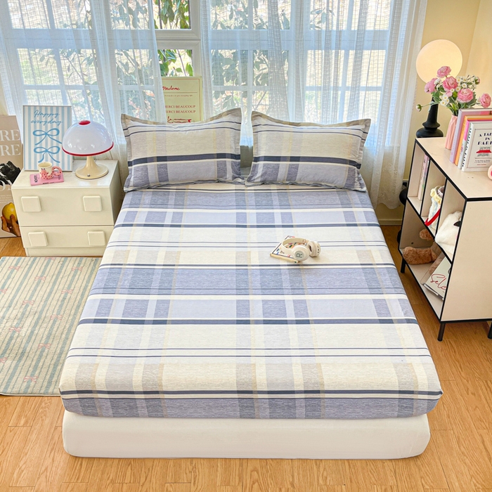 91家纺网 家纺一手货源 找家纺 好亿来家纺 2026新款全棉纯棉印花小清新床笠单件床笠单品单床笠 塞纳风情